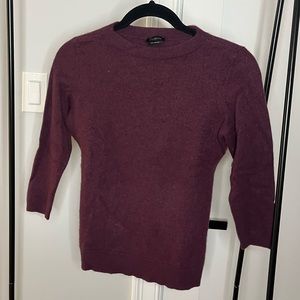 100% CASHMERE 3/4 Sleeve Length Wine / Plum Sweater